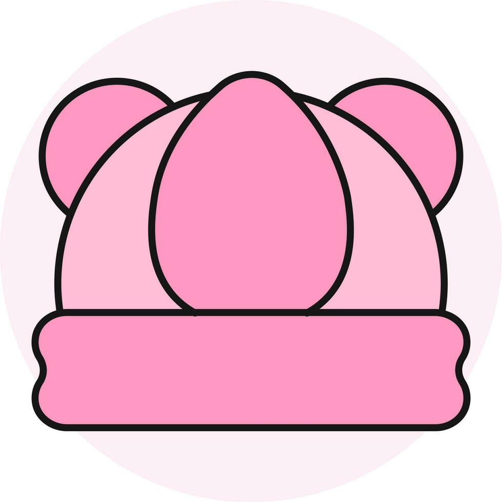Bear ear woolen hat icon in pink color. vector