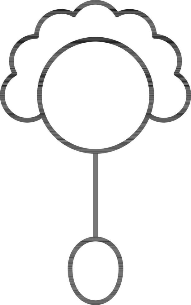 Isolated rattle icon in line art. vector