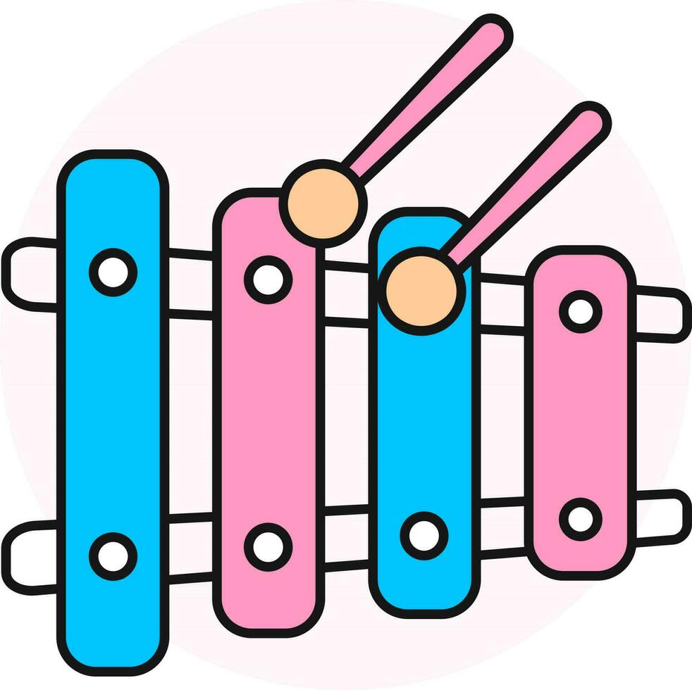 Xylophone icon in pink and blue color. vector