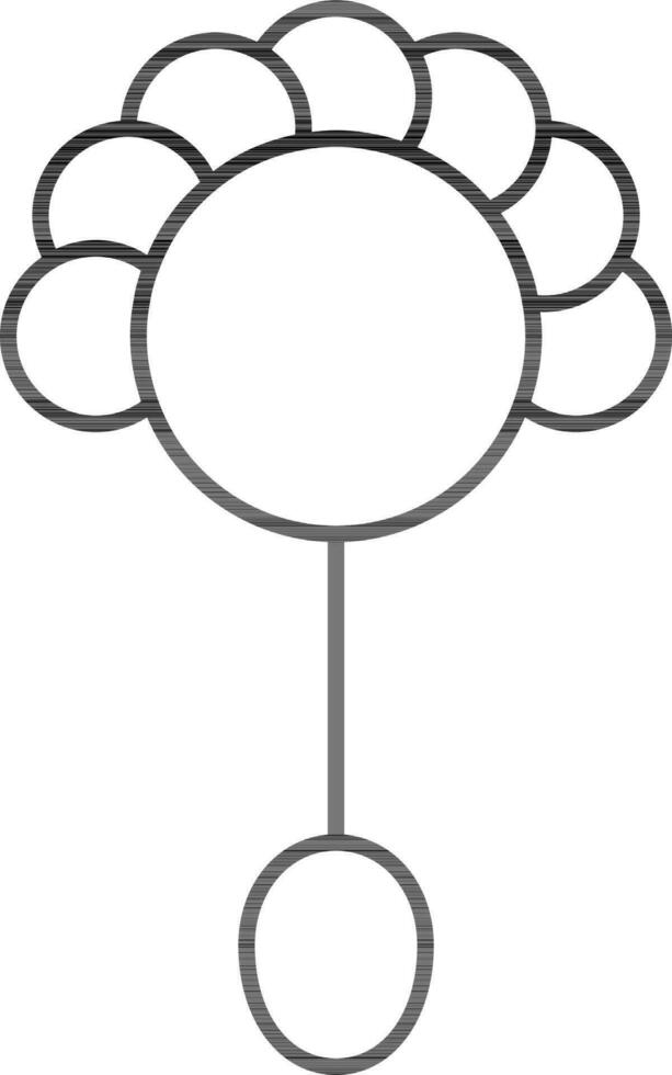 Line art rattle icon in flat style. vector
