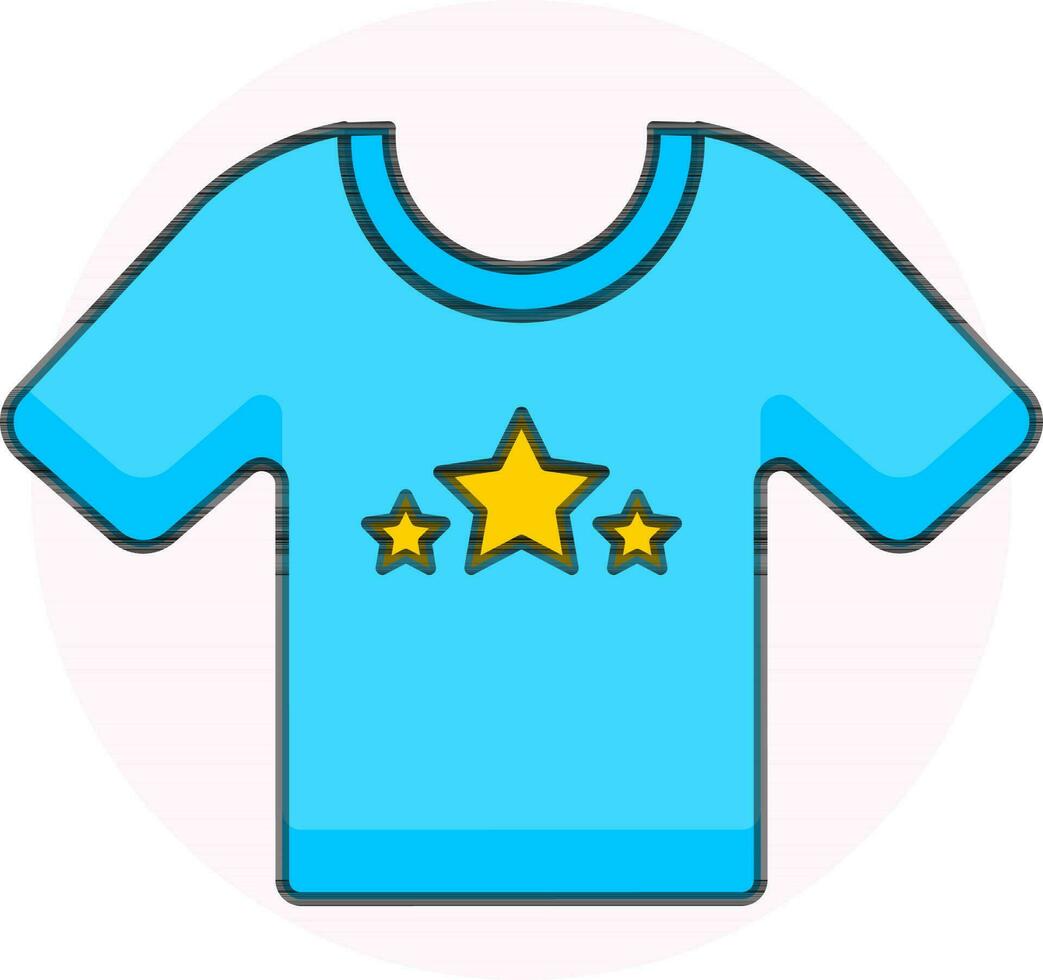 Flat style stars on shirt icon in blue color. vector