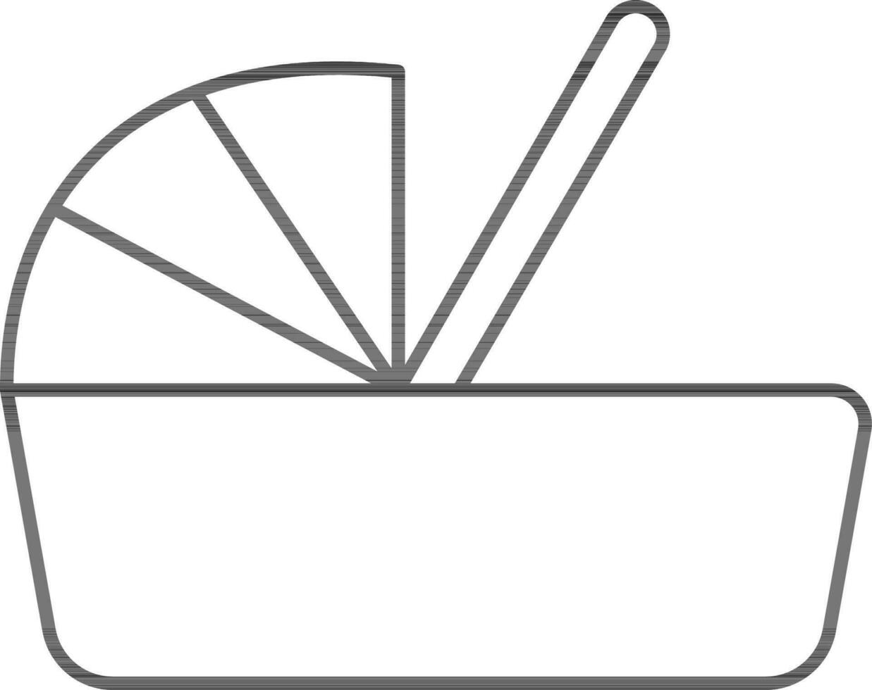 Baby basket icon in black line art. vector