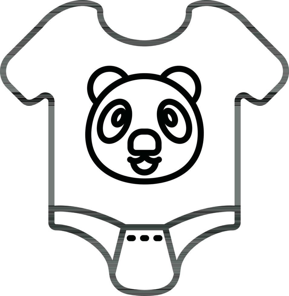 Line art Bear cartoon bodysuit icon in flat style. vector