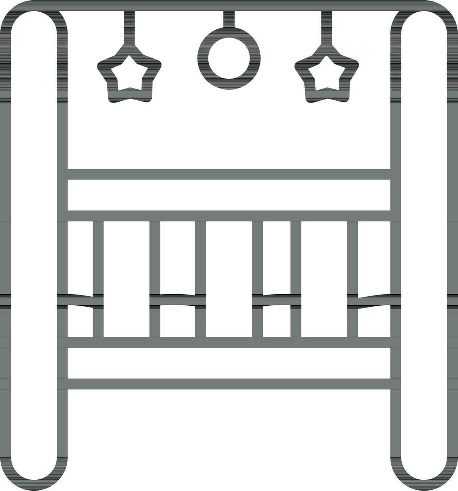 Illustration of Cradle icon in black line art. vector