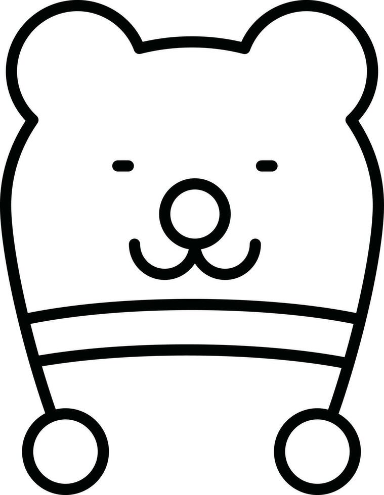 Bear hat icon in black line art. vector