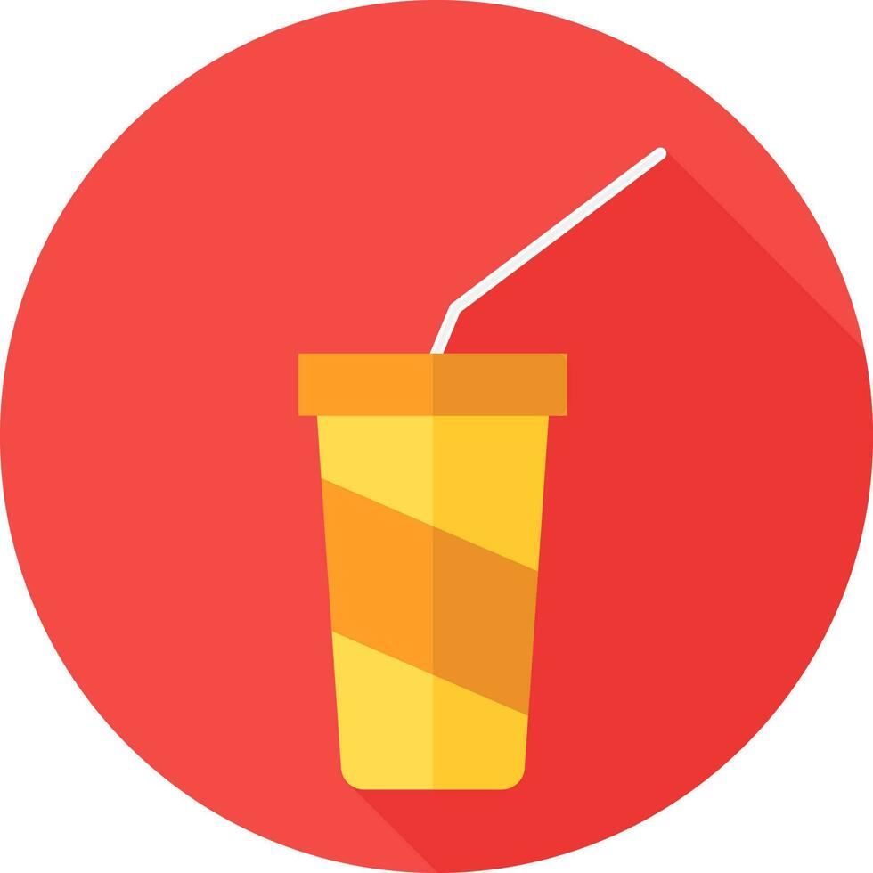 plano estilo bebida vaso con Paja icono o símbolo. vector