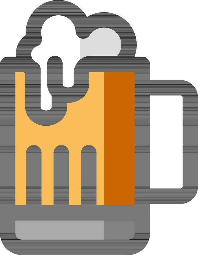 Beer mug icon in white and orange color. vector