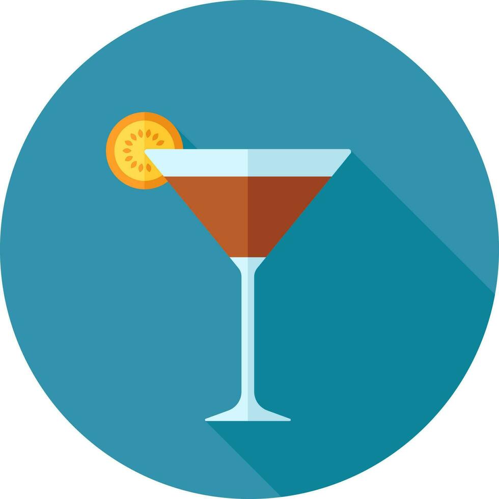 Cocktail or Mocktail drink glass with fruit slice icon in flat style. vector