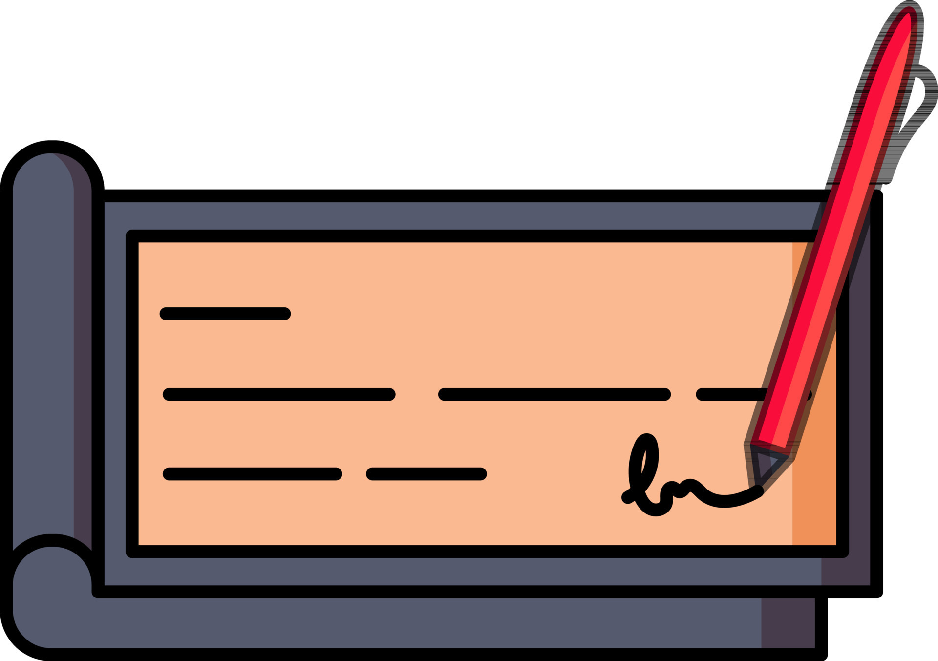 Checkbook with pen icon in flat style. 24373571 Vector Art at Vecteezy