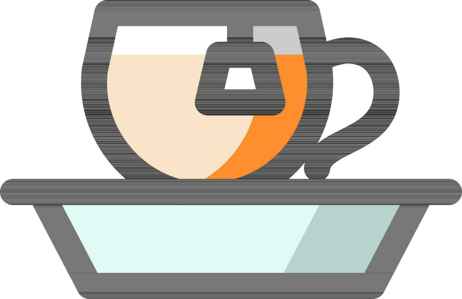 Tea bag in cup icon in flat style. vector