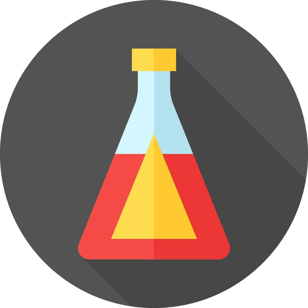 Liquid in flask bottle icon in yellow and red color. vector