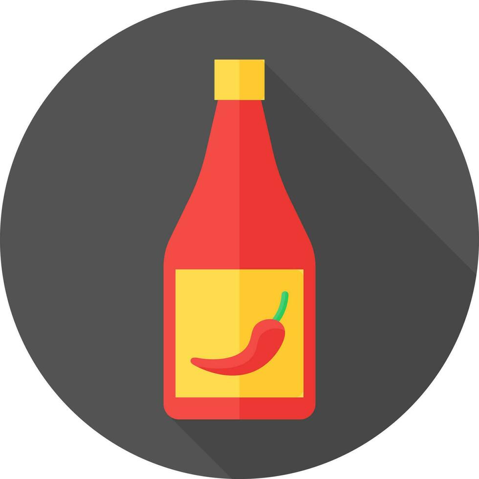 chile salsa o salsa de tomate botella icono en rojo y amarillo color. vector