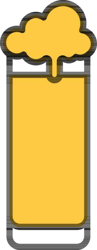 Yellow Beer Glass icon in black outline. vector
