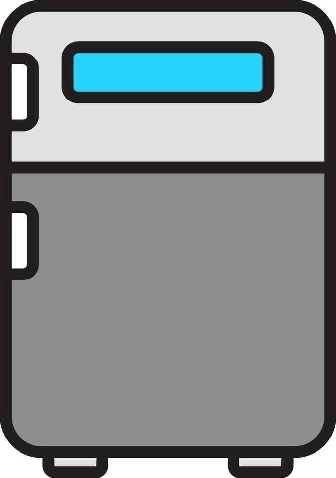 Gray Double Door Refrigerator Icon in Flat Style. vector