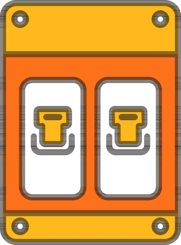 Circuit Breaker or MCB Icon in Orange and White Color. vector