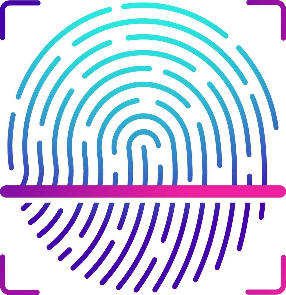 Fingerprint scan icon in blue and pink color. vector