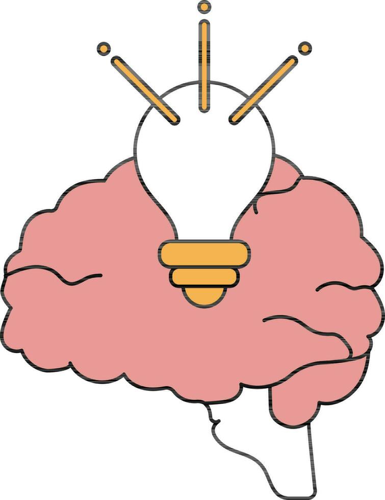 Illuminated bulb and brain icon for Idea or Brainstorm. vector