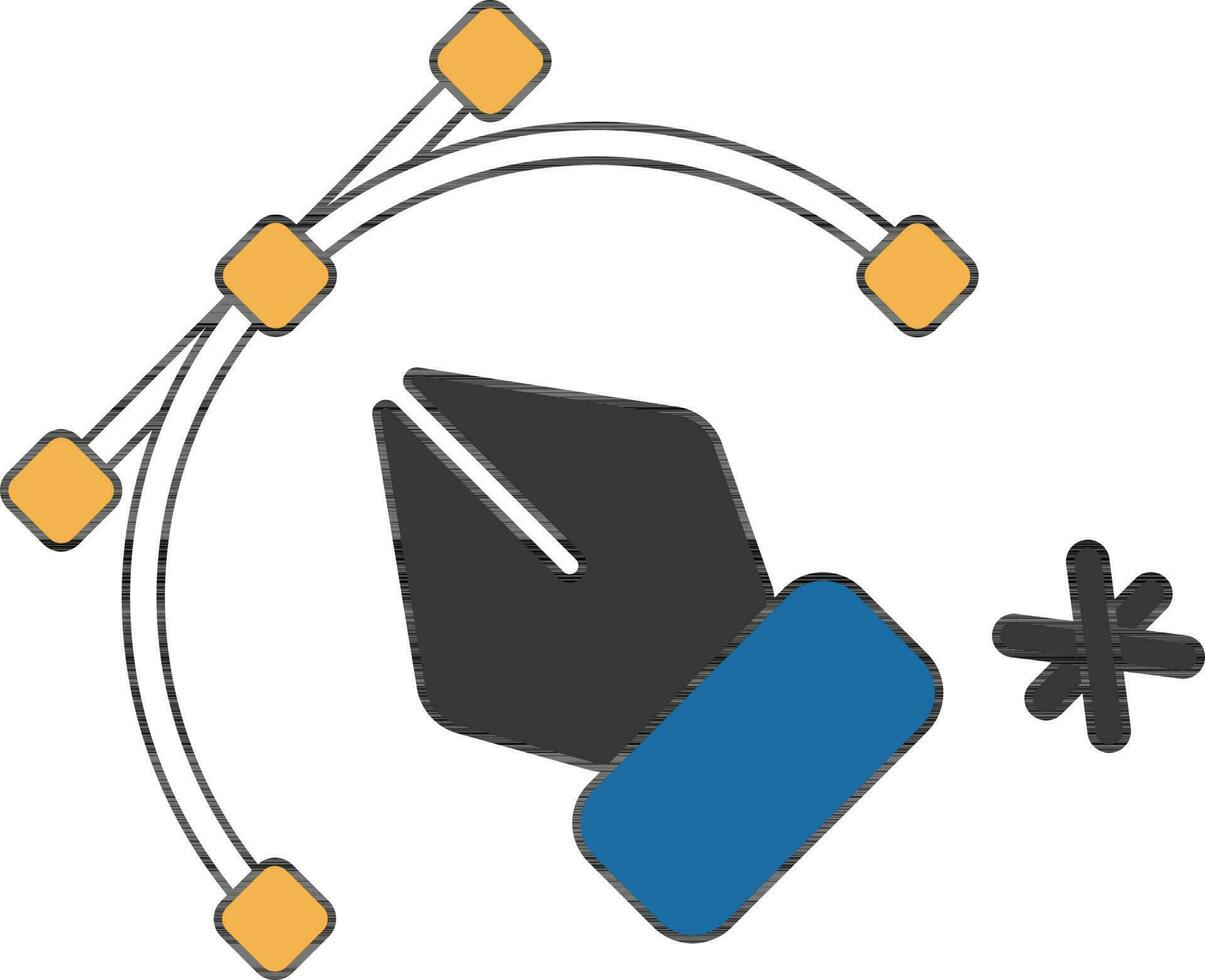 Pen tool color icon in flat style. vector