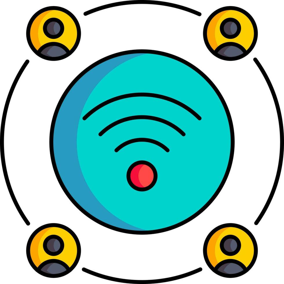 Flat style Users wifi connection or networking icon. vector