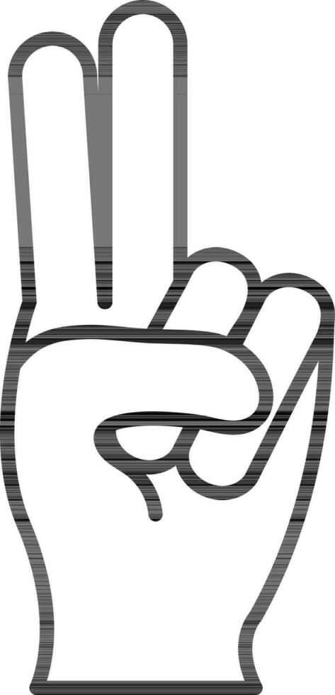 Two count no of U alphabet hand sign in line art. vector