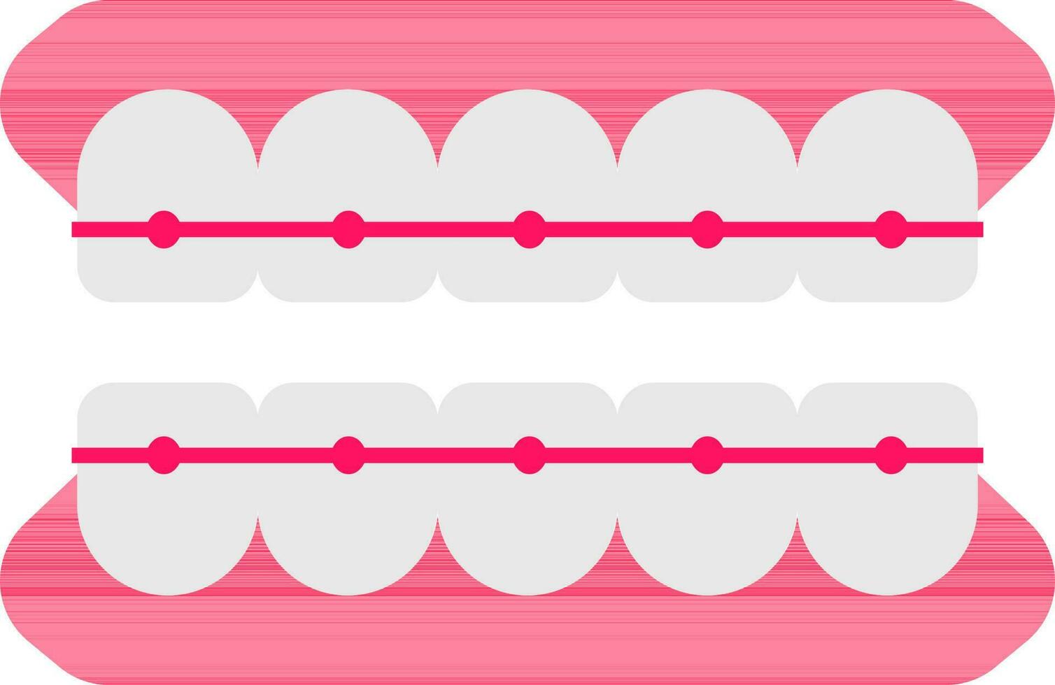 Illustration of Teeth Braces icon in pink and light grey color. vector