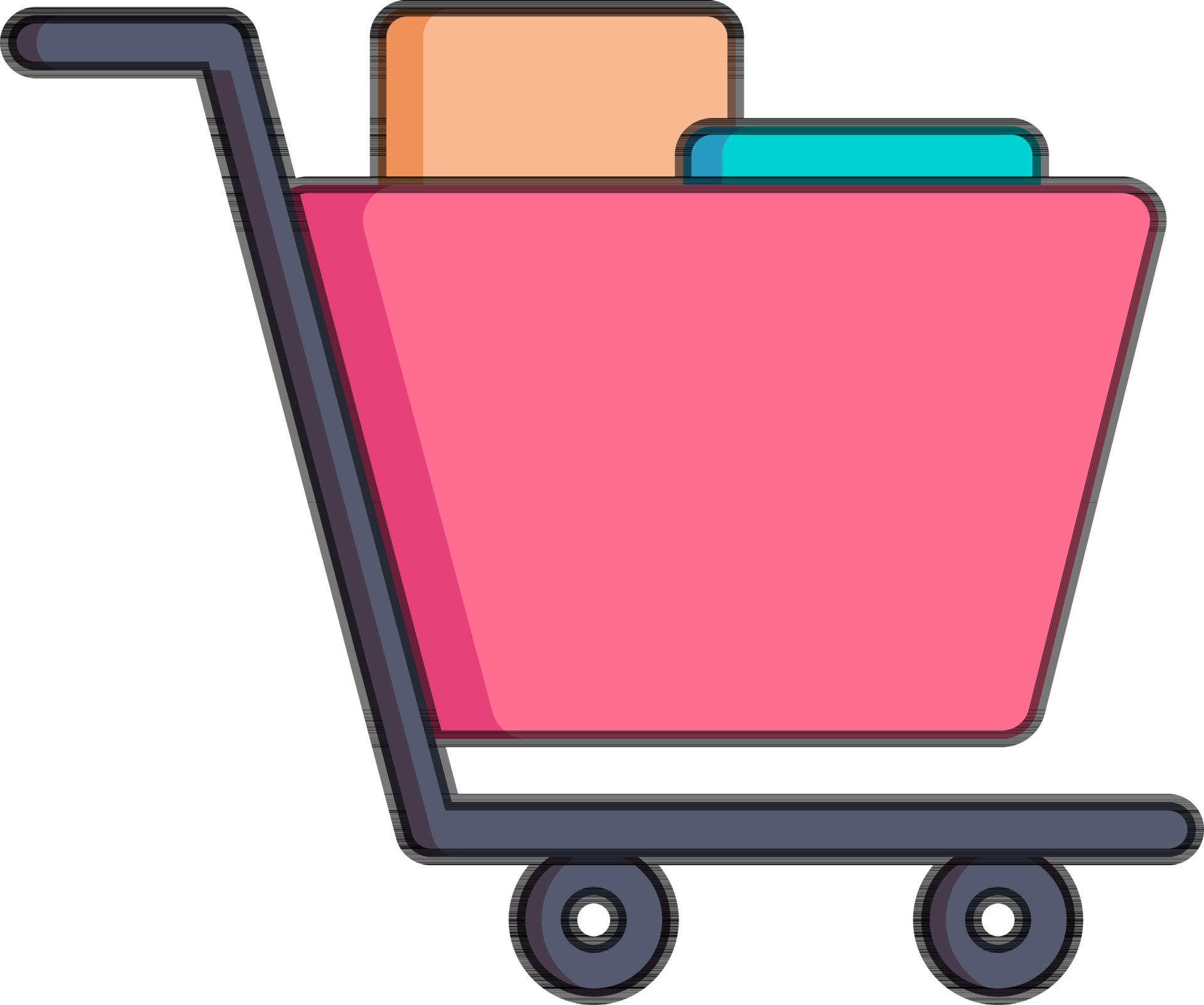 Colorful Luggage shopping cart icon in flat style. 24373800 Vector Art