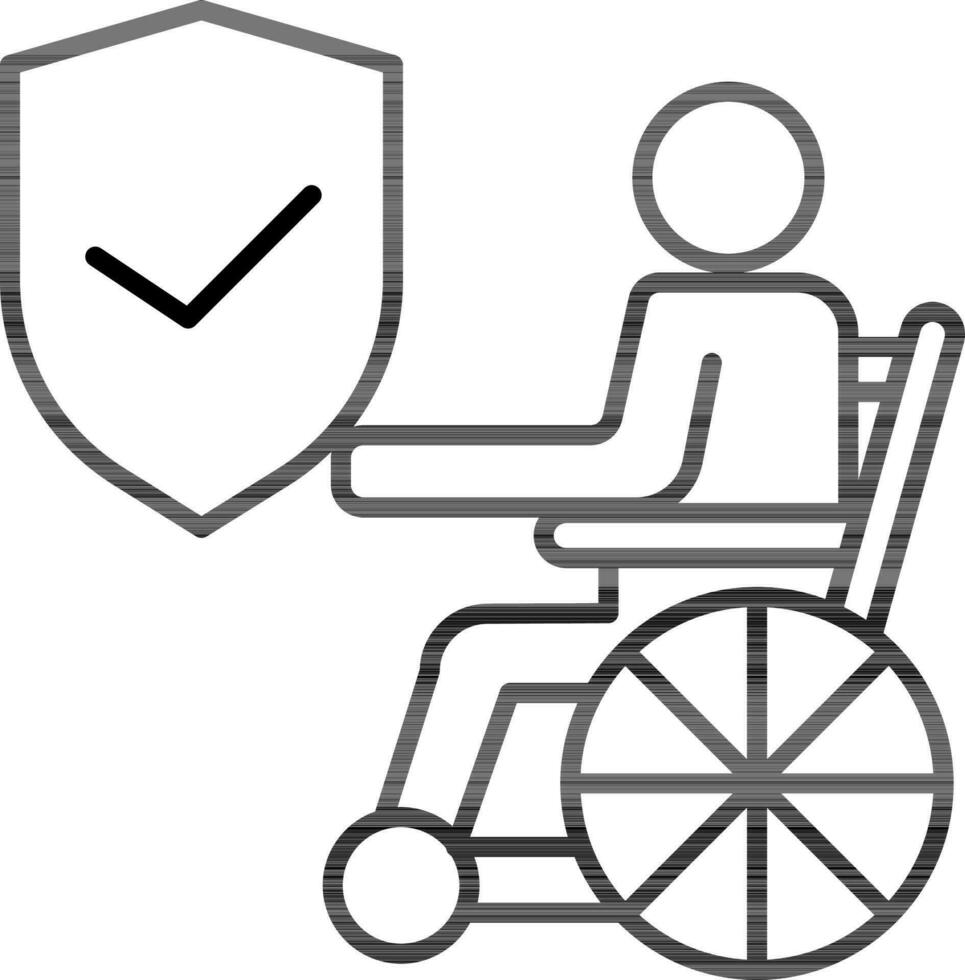 Check handicapped security icon in line art. vector