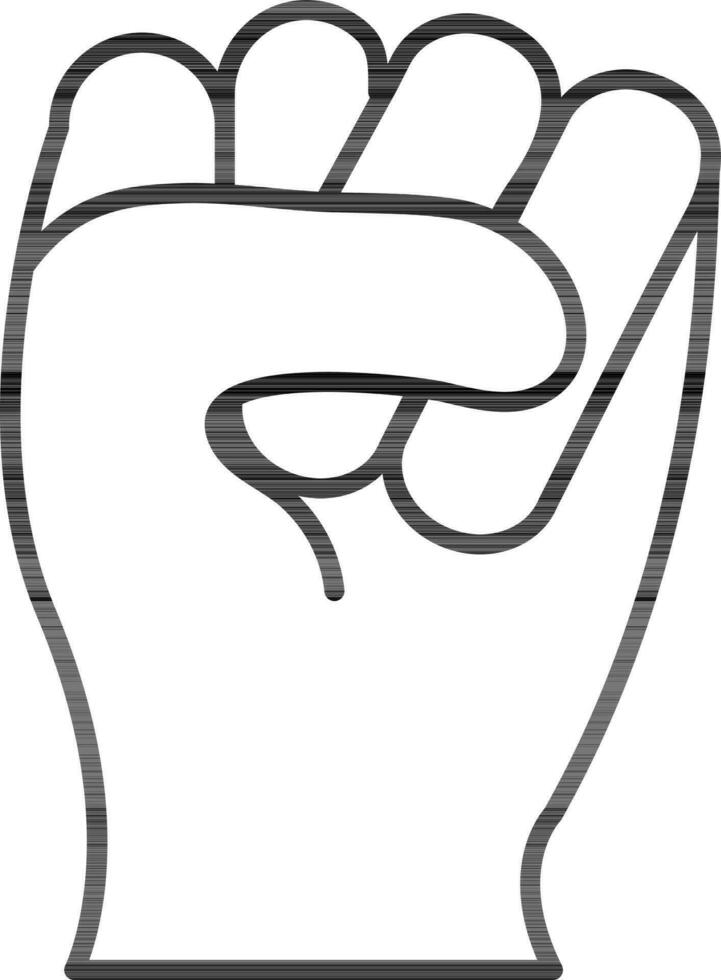 Line art illustration of Fist or S alphabet hand sign icon vector