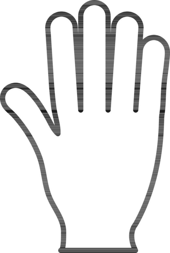 Black line art illustration of Five count no or Stop hand sign. vector