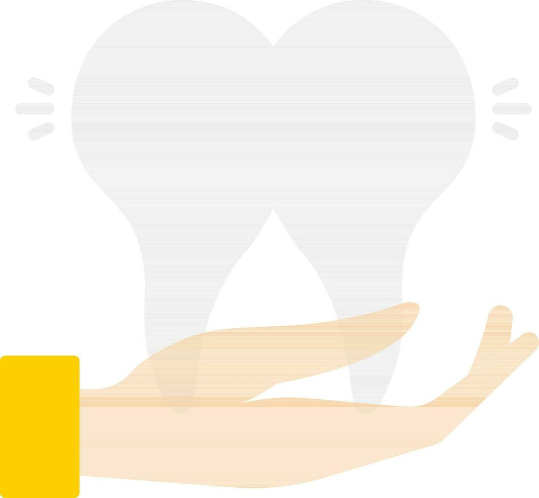 Hand holding Tooth icon in flat style. vector