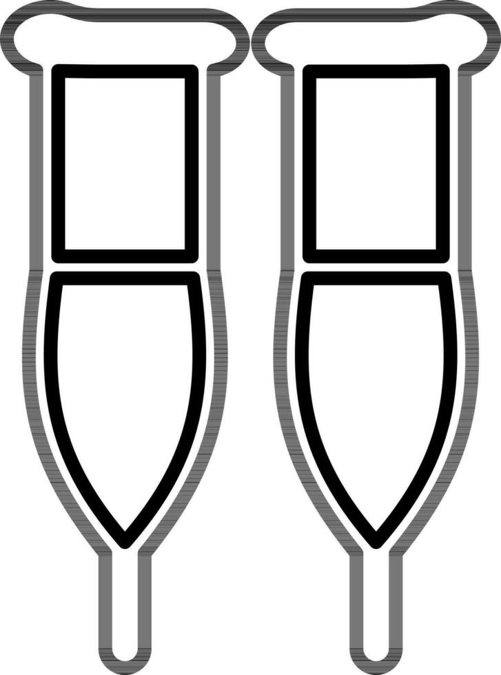 Crutches stick icon in thin line art. vector