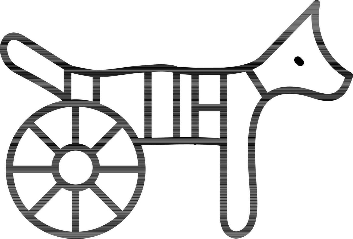 Line art Dog wheelchair icon in flat style. vector