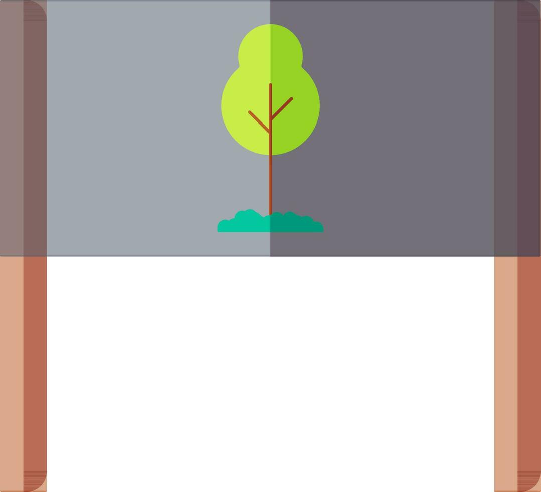 Forest or Garden tree on signboard icon in flat style. vector