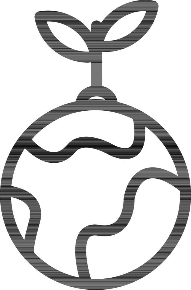World planting icon in line art. vector
