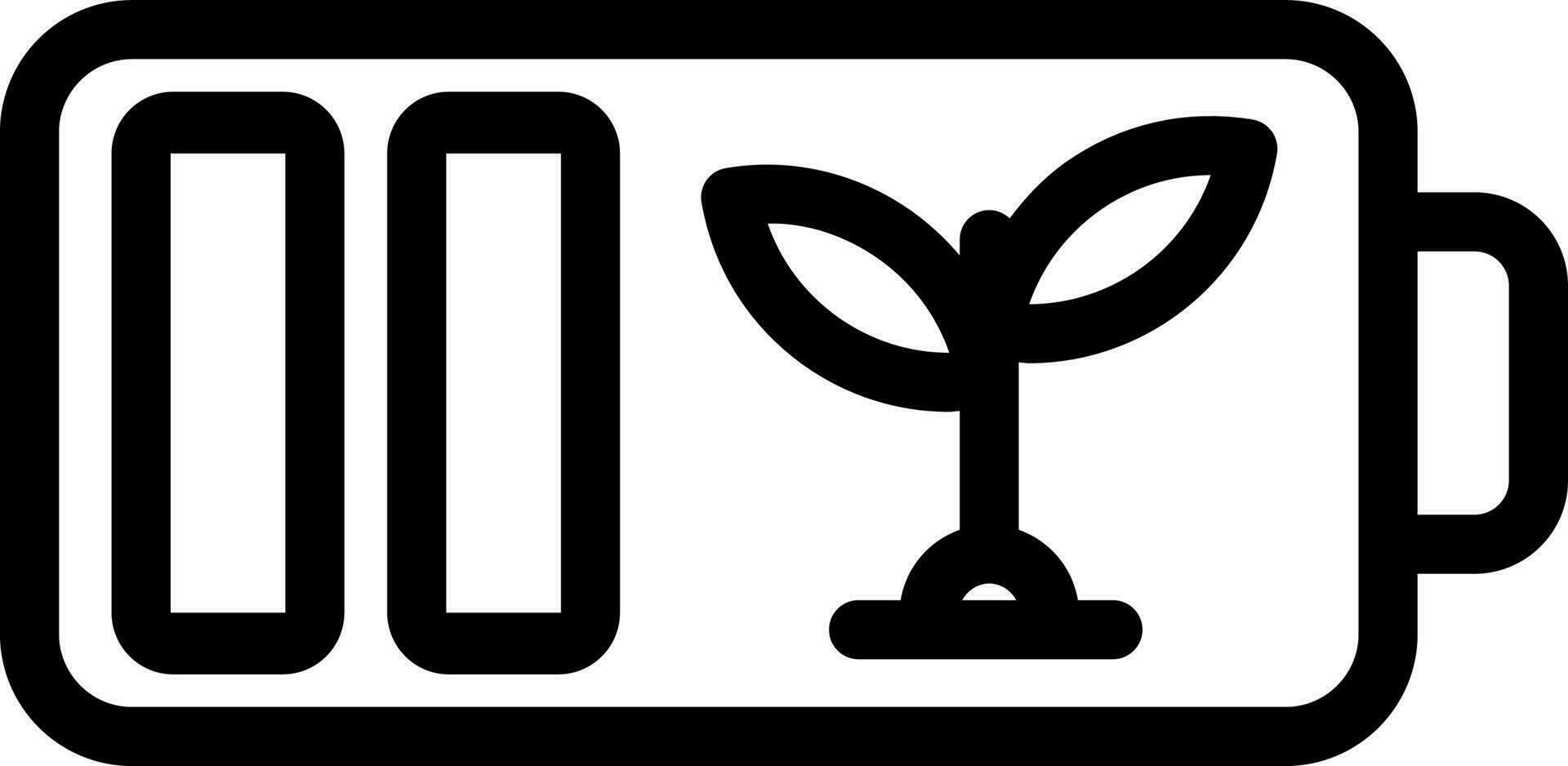 Eco battery icon in line art. vector