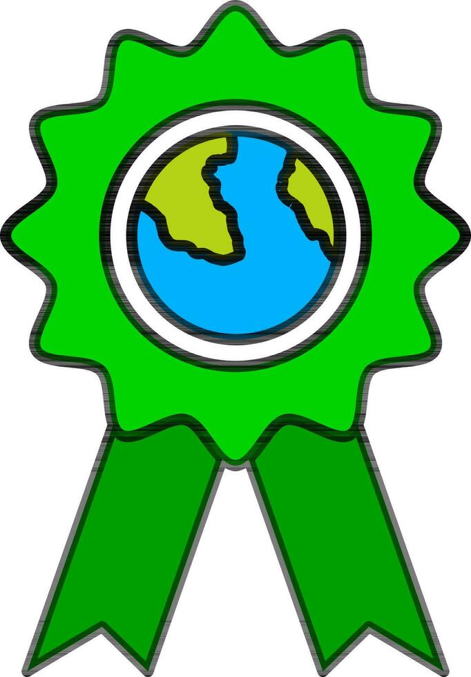 Global award badge icon in green color. vector