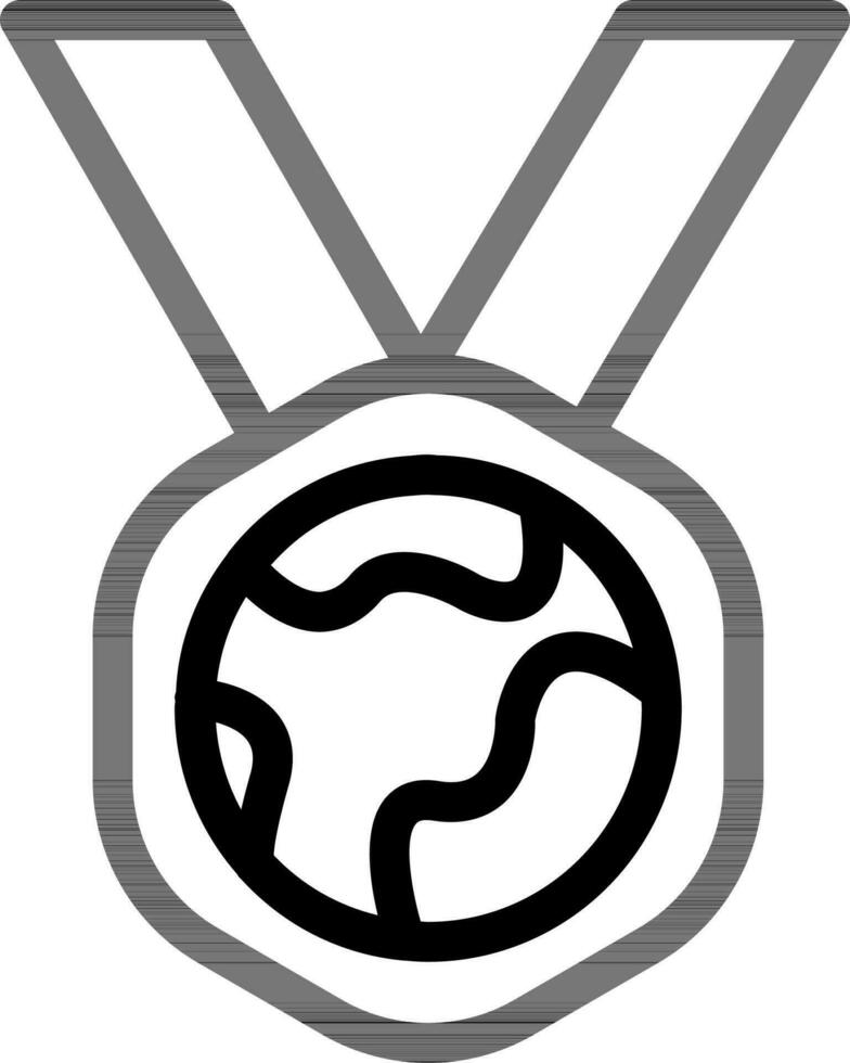 Global award badge icon in black line art. vector