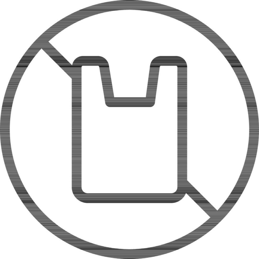 Line art No plastic bag icon in flat style. vector