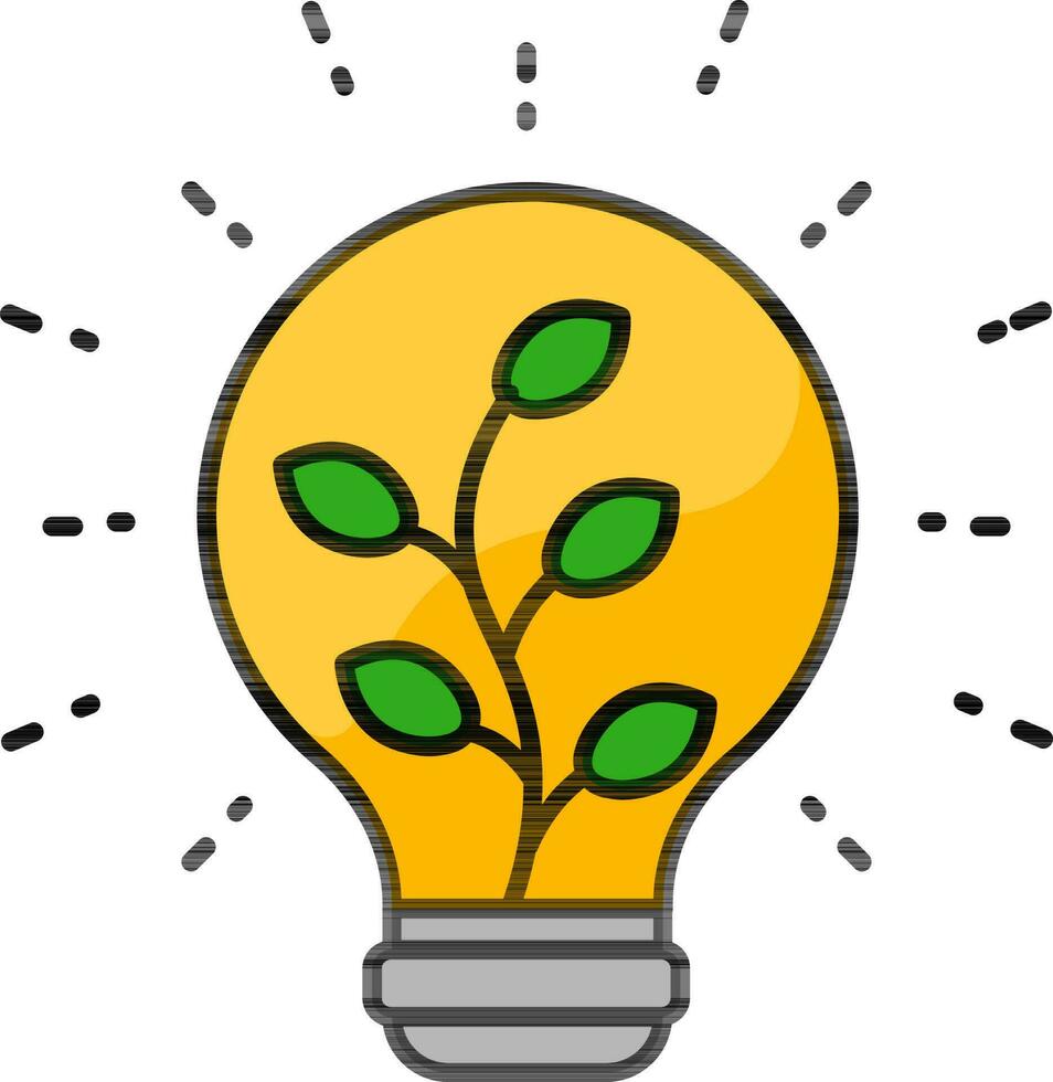 Eco idea or Bio energy light bulb icon in yellow and green color. vector