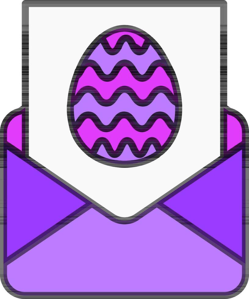 Easter egg with envelope icon in purple and white color. vector