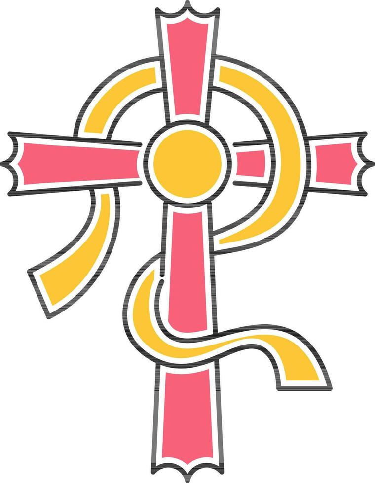 Vector illustration of Muffler on Jesus cross icon.