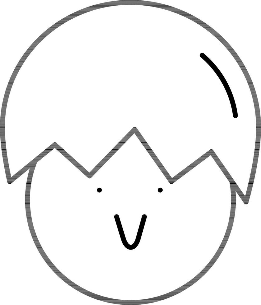 Cracked Egg on Chick icon. Black Line Art Sign or Symbol. vector