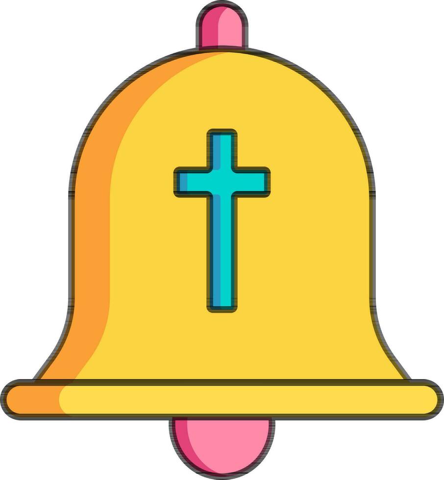 Vector illustration of Christian symbol on worship bell icon.