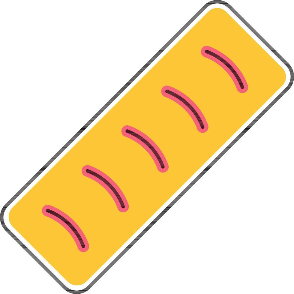 Red and Yellow Baguette or Bread icon in flat style. vector