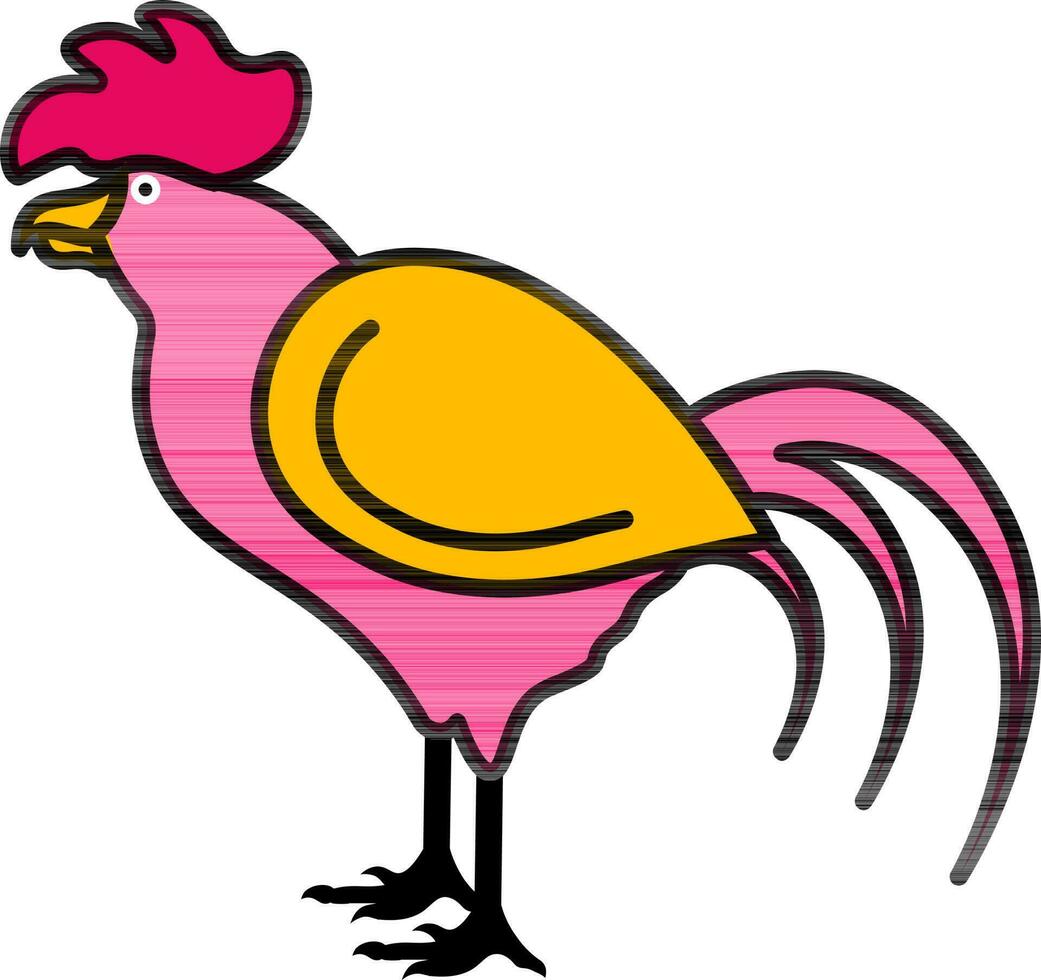 plano estilo gallina icono en rosado y amarillo color. vector