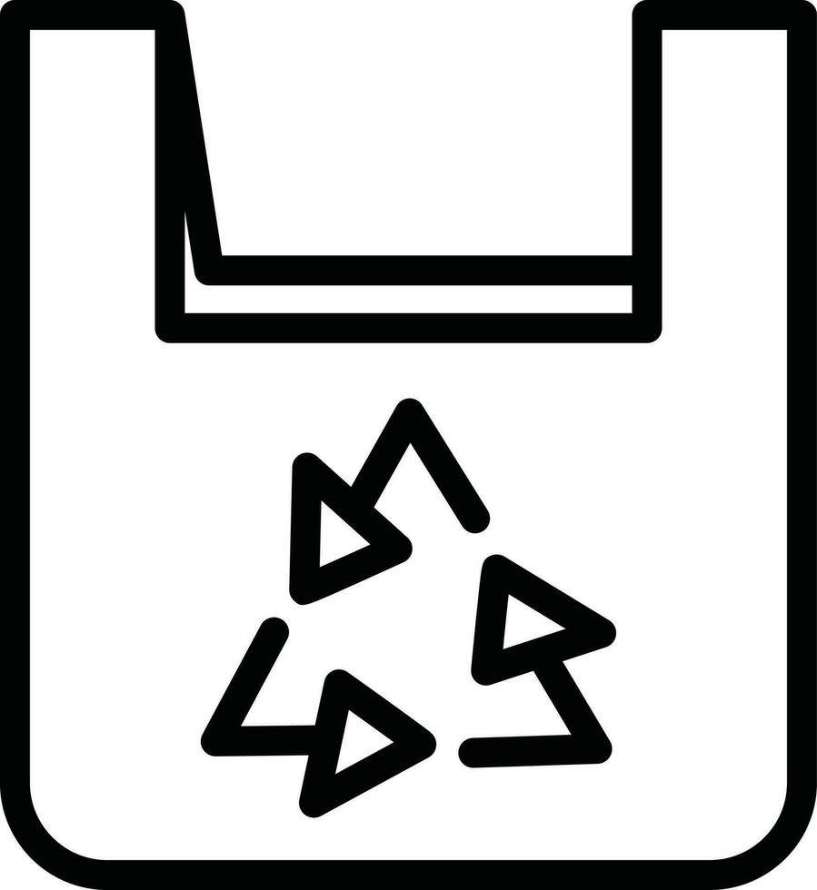 Recycling Carry Bag icon in black line art. vector