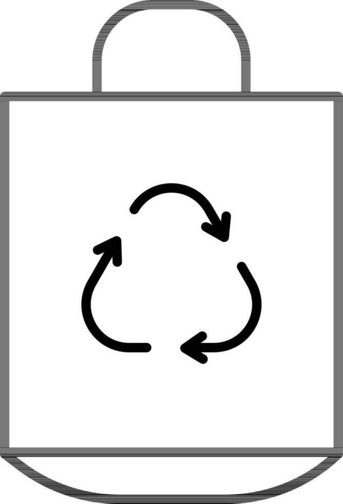 Recycle bag icon in thin line art. vector