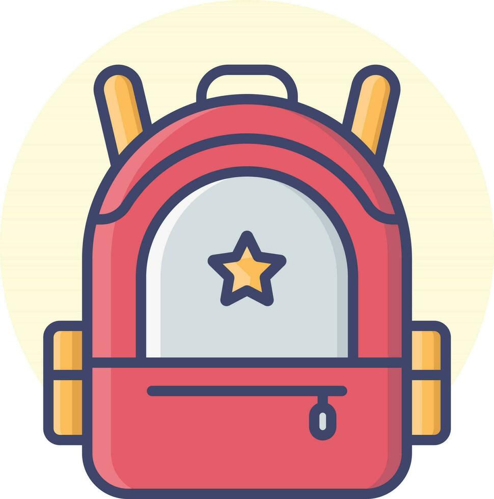 Backpack icon in red and yellow color. vector