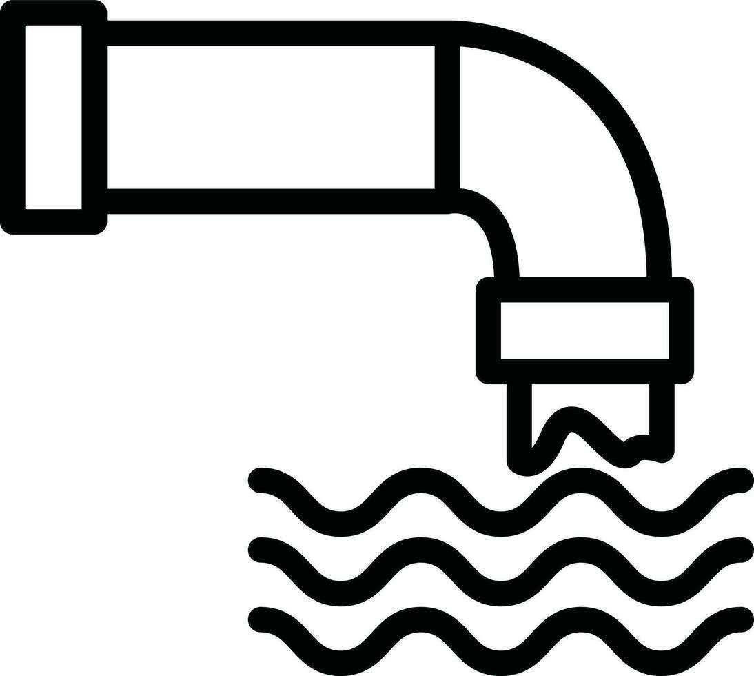 Line art illustration of sewer pipe or waste water icon. vector