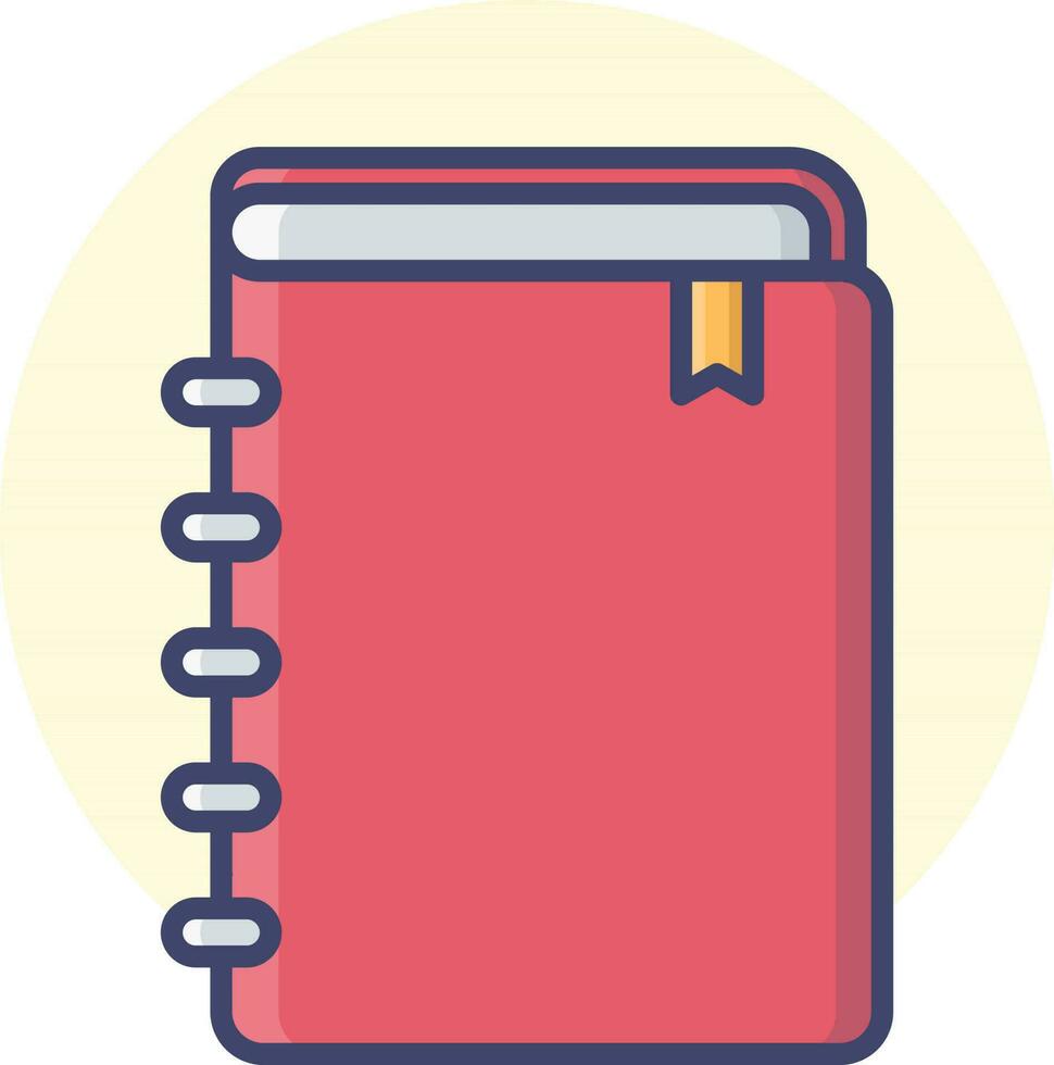 Red book icon on yellow round background. vector